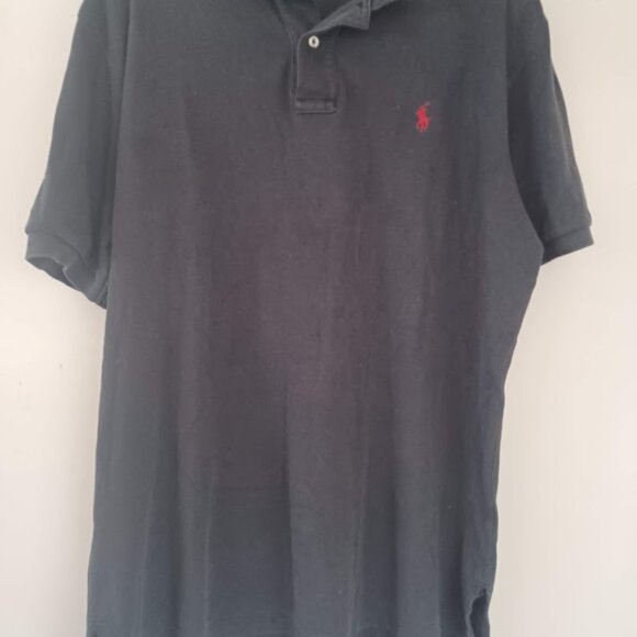 Ralph Lauren Polo Shirt Men’s L Black Red Pony 100% Cotton Classic Fit - Picture 4 of 5